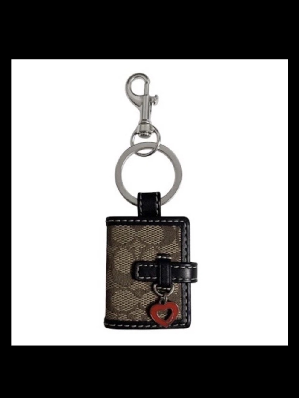 Coach Mini Photo Book Charm, Signature Canvas/Brown Leather-2004 Style: (#92322)